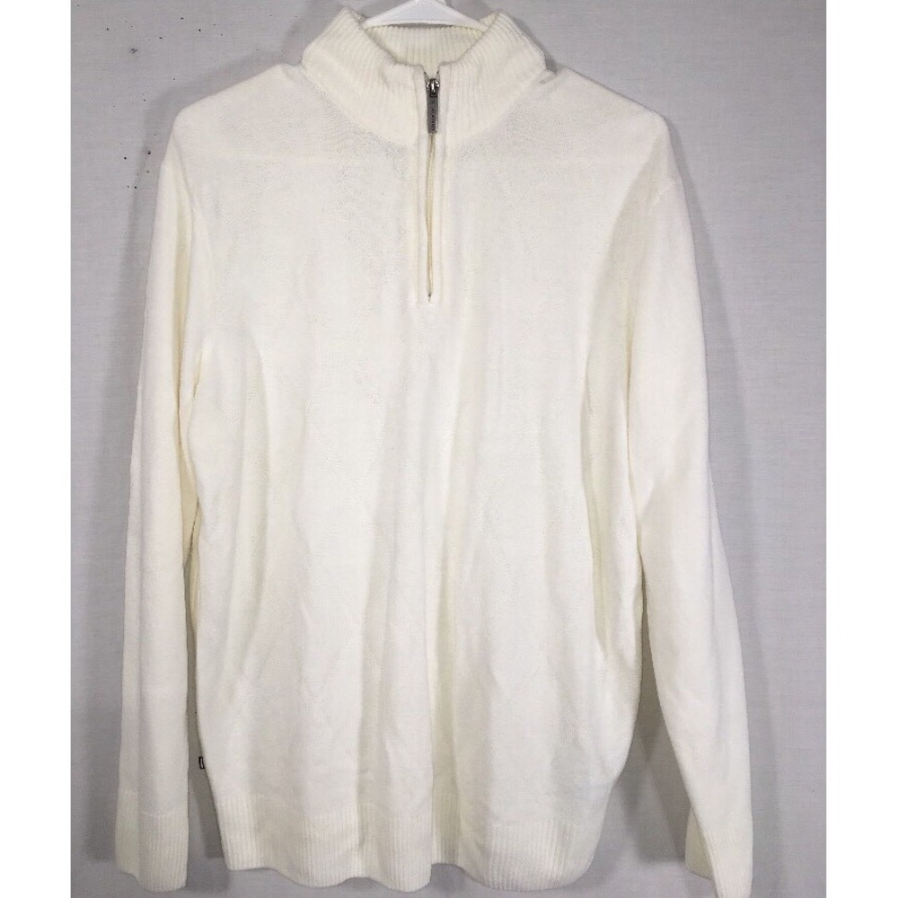 GEOFFREY BEENE Women's SWEATER Size M VANILLA PULLOVER 1/4 ZIP
